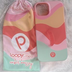Loopy Case:Fits iPhone 6.1" Screen. Sweet Sorbet Case w/Coral Super Loop & bag!